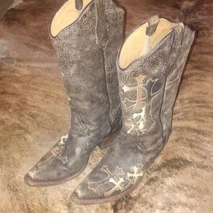 Brown Cross Pointed Toe Boots Circle G by Corral